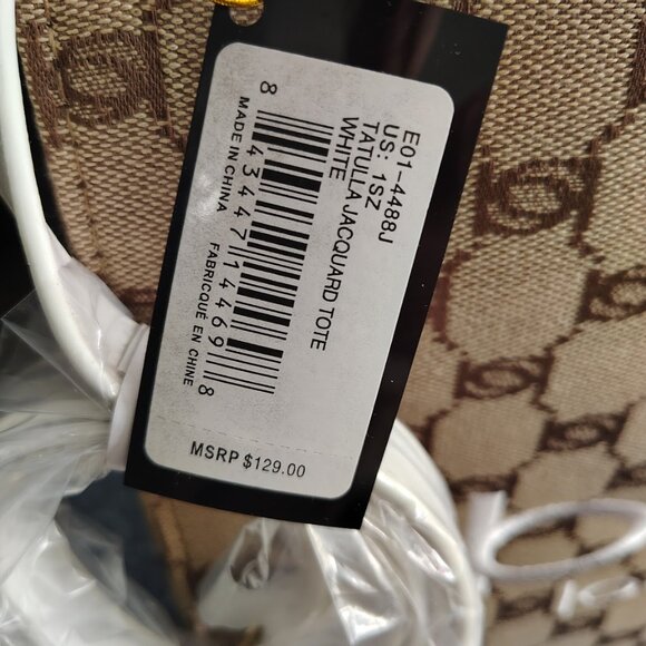 New with Tags MSRP 129 - Bebe Tote tan and white - Picture 2 of 7